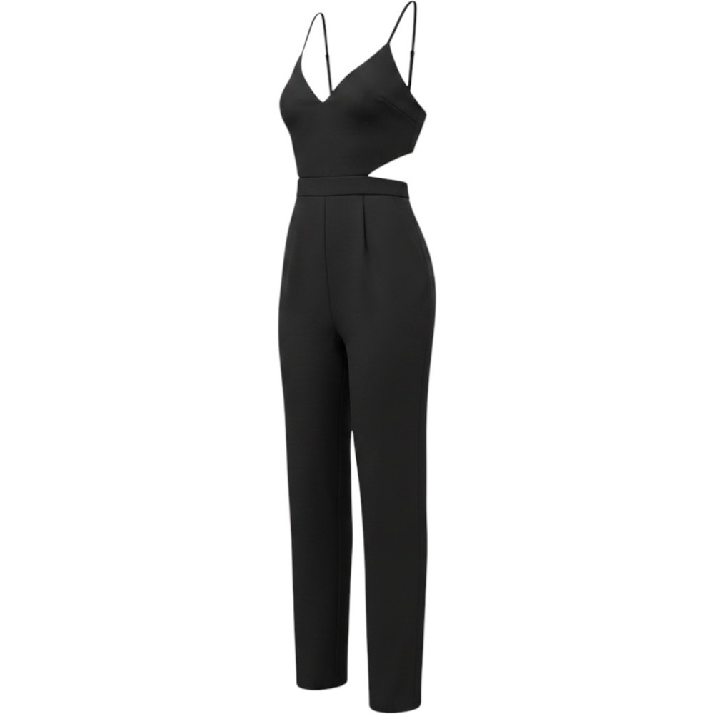 GB Forest GreenWide Leg JumpsuitXS SideCutouts V-Neck Spaghetti Strap Sleeveless